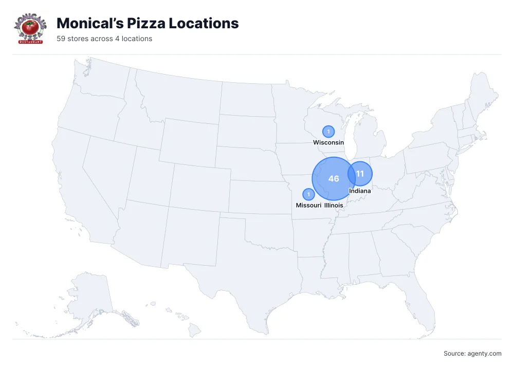 Monical’s Pizza Locations by State