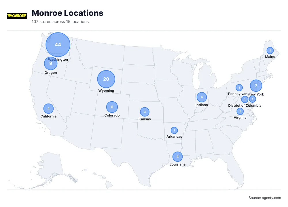 Monroe Locations by State/Region