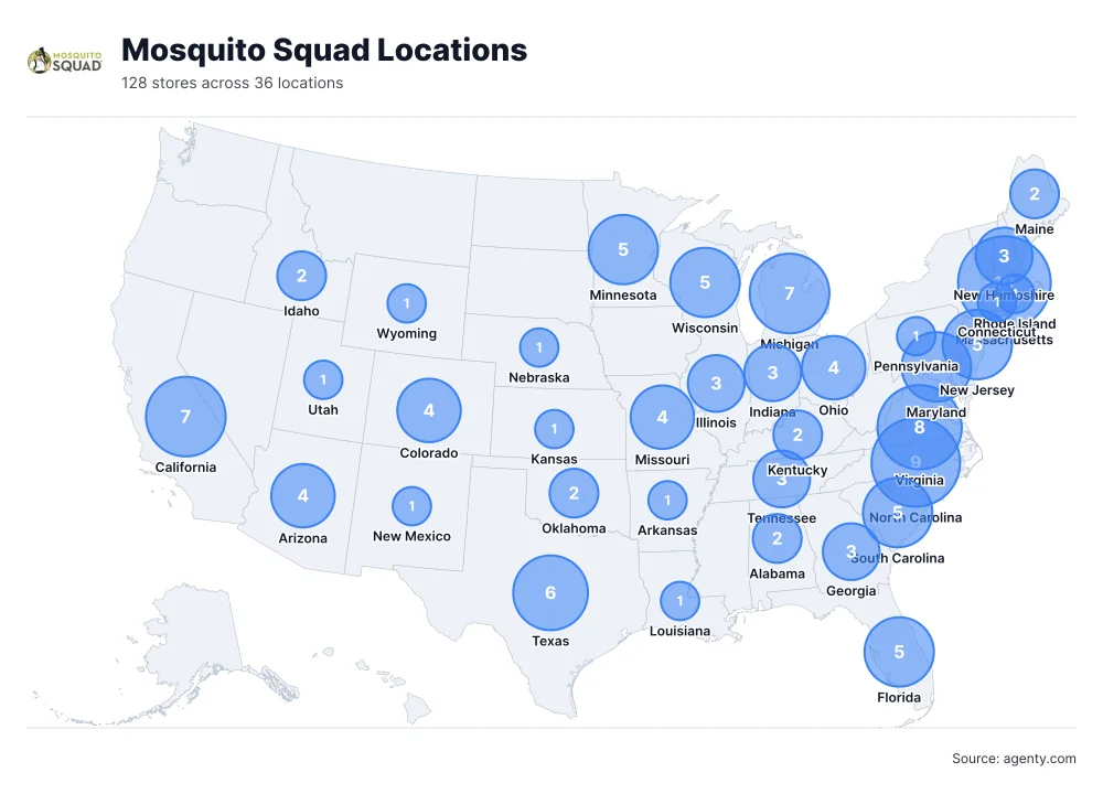 Mosquito Squad Locations by State/Region
