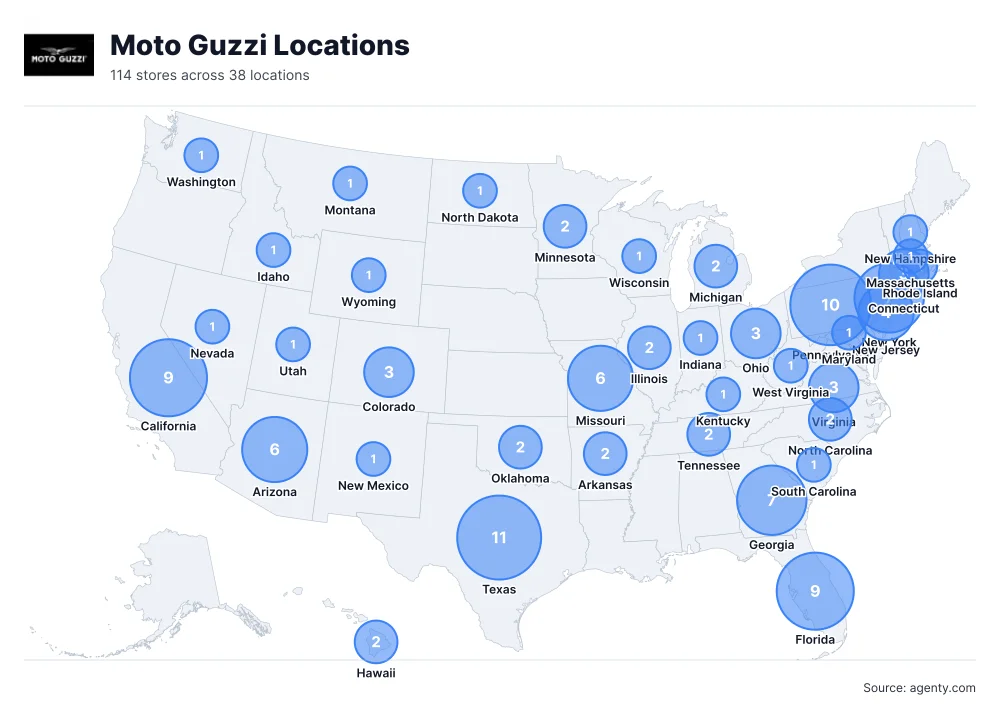 Moto Guzzi Locations by State