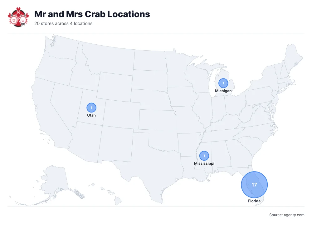 Mr and Mrs Crab Locations by State/Region