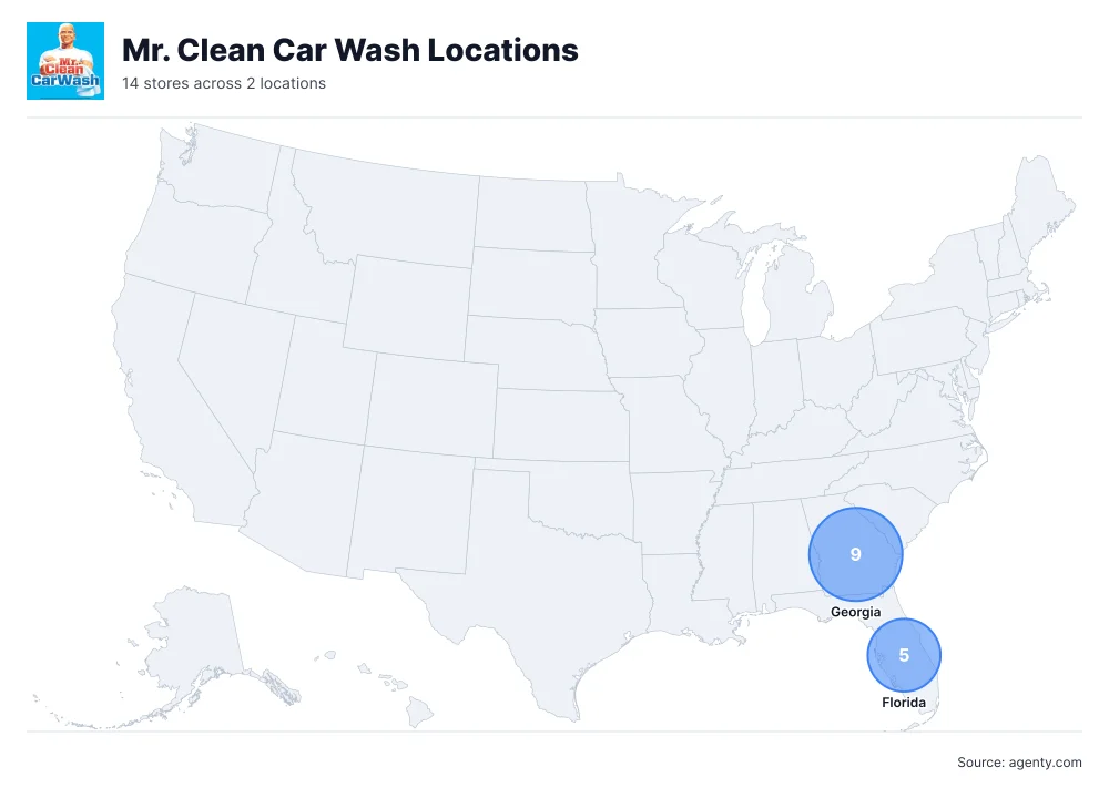 Mr. Clean Car Wash Locations by State/Region