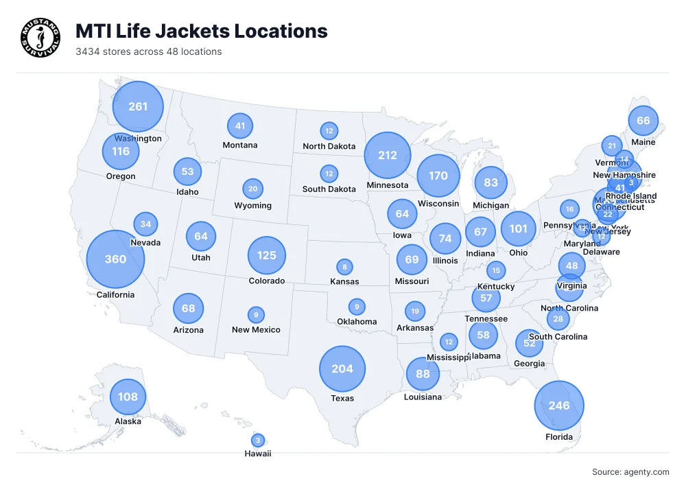 MTI Life Jackets Locations by State