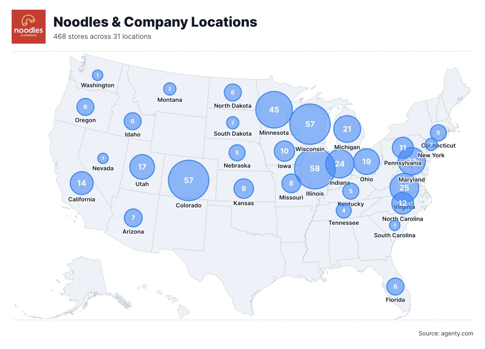 Noodles & Company Locations by State