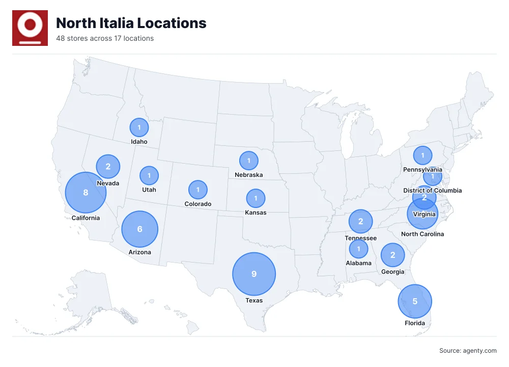 North Italia Locations by State/Region