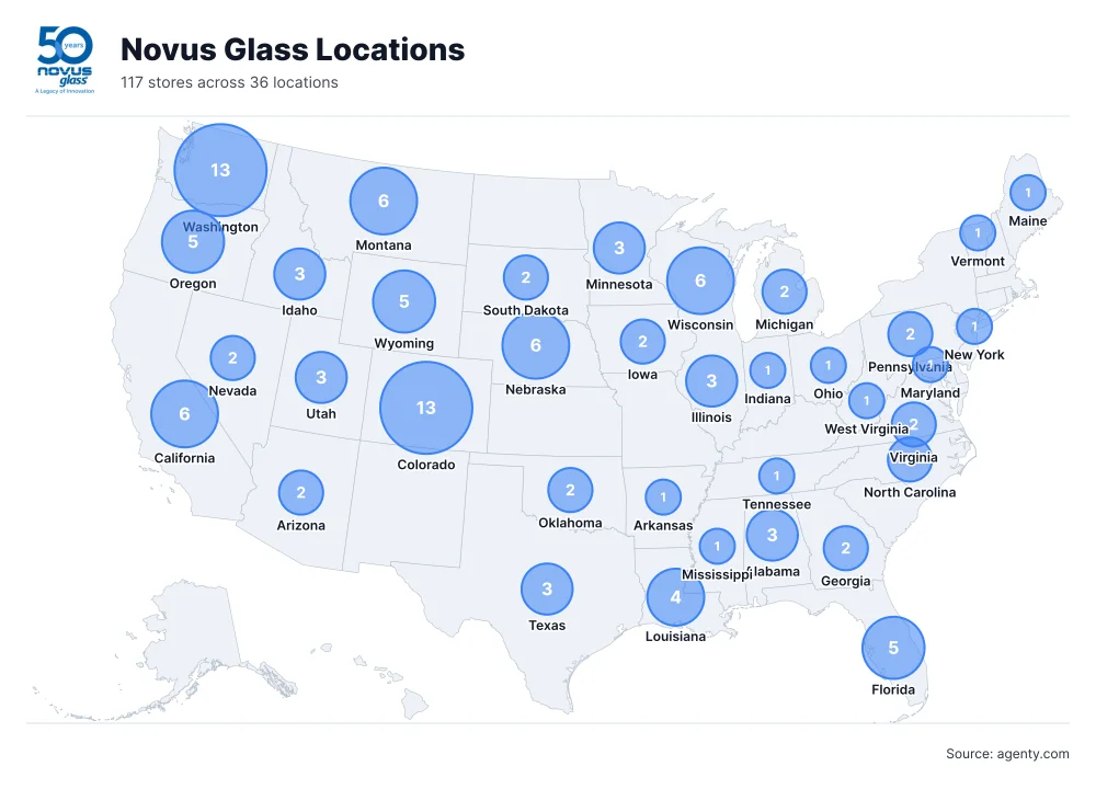 Novus Glass Locations by State/Region