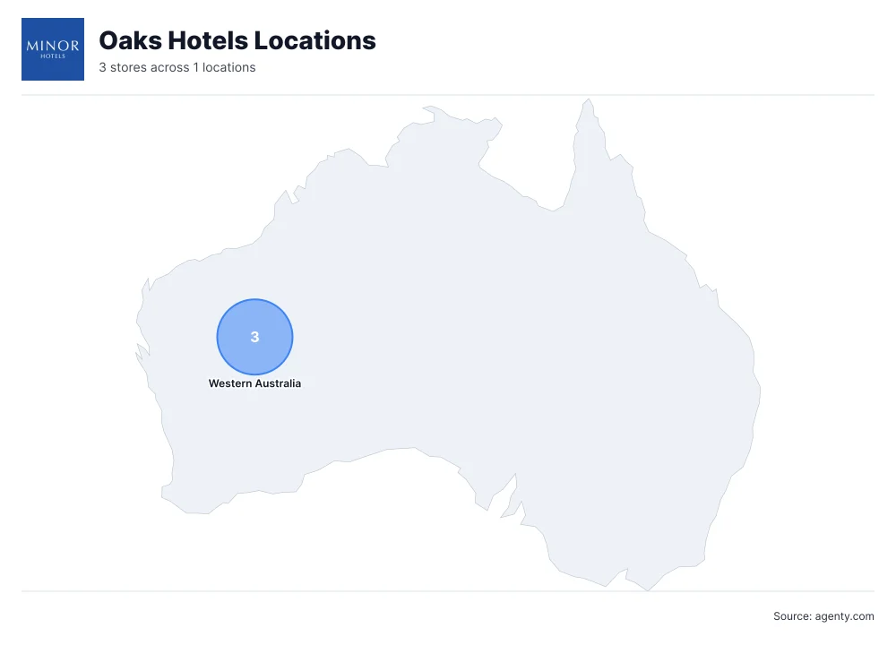 Oaks Hotels Locations by State/Region