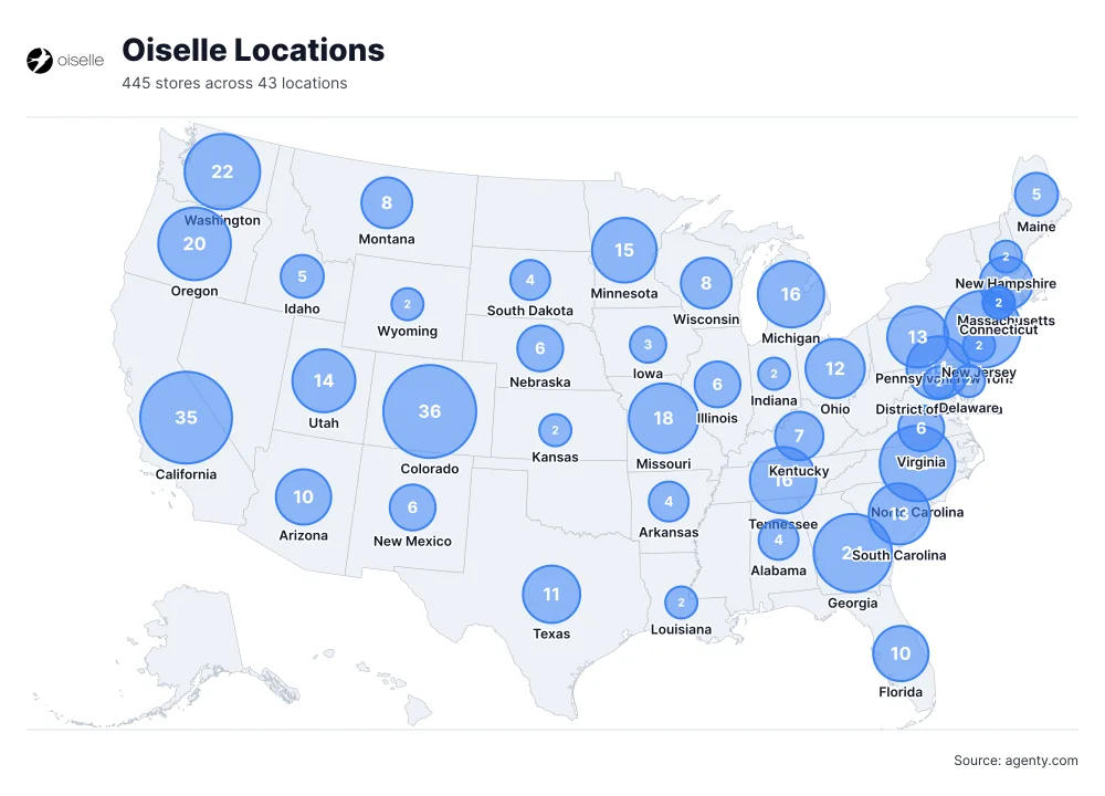Oiselle Locations by State