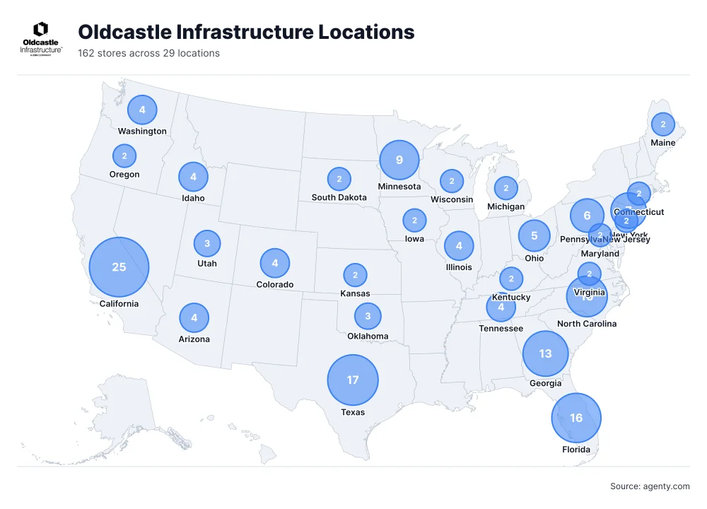 Oldcastle Infrastructure Locations by State/Region