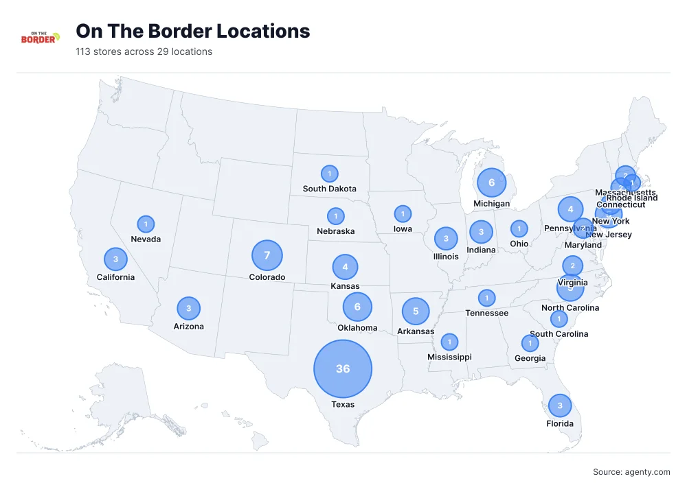 On The Border Locations by State