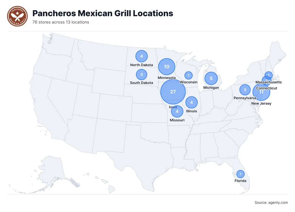 Pancheros Mexican Grill Locations by State/Region