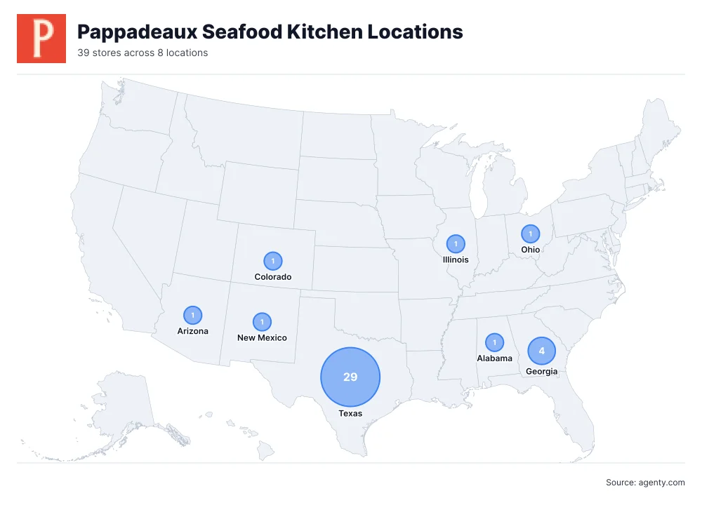 Pappadeaux Seafood Kitchen Locations by State/Region