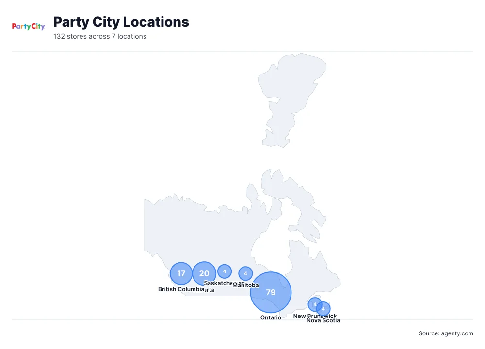 Party City Locations by State/Region