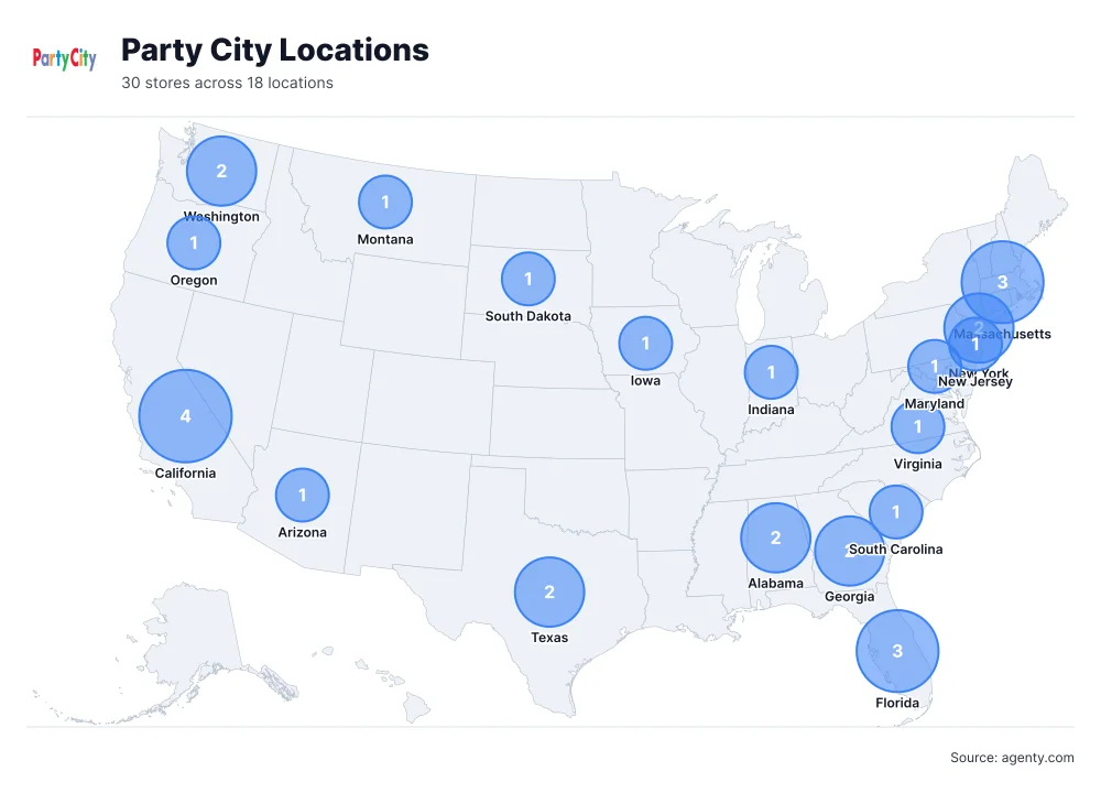 Party City Locations by State