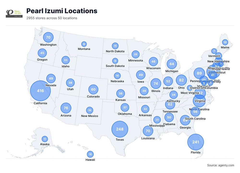 Pearl Izumi Locations by State