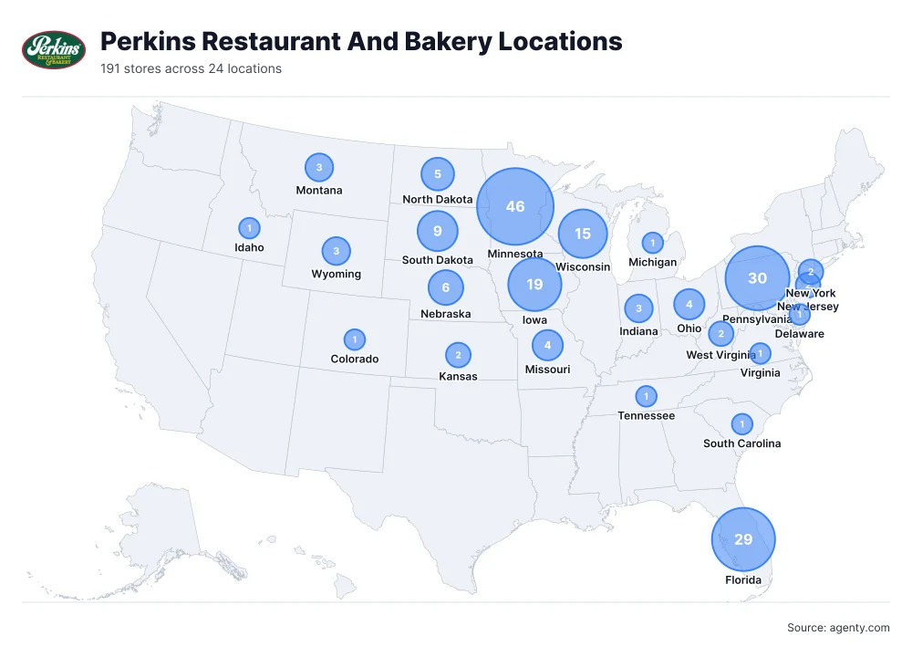 Perkins Restaurant And Bakery Locations by State/Region