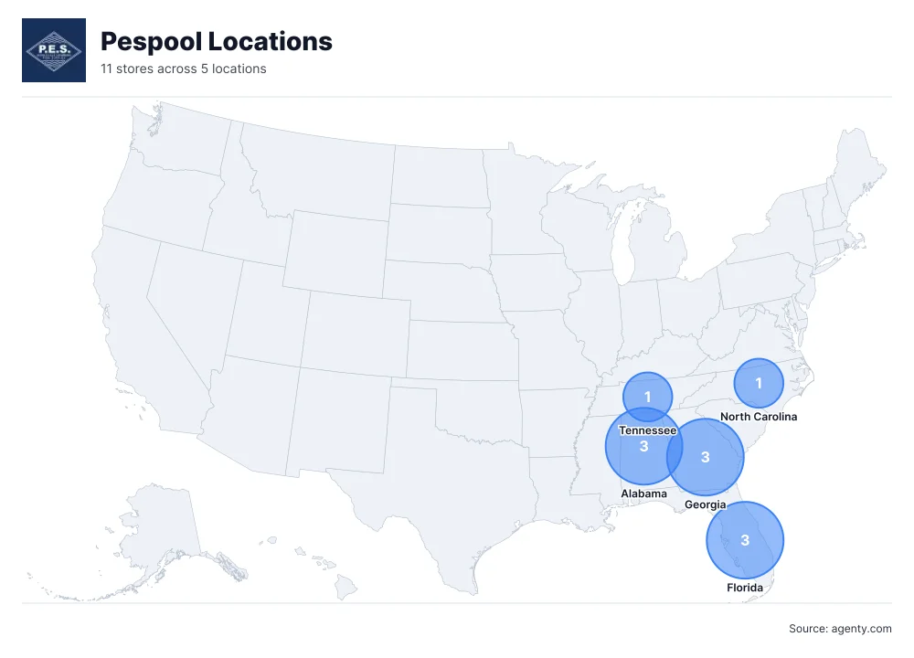 Pespool Locations by State/Region