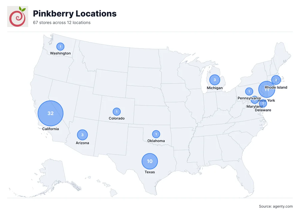 Pinkberry Locations by State/Region