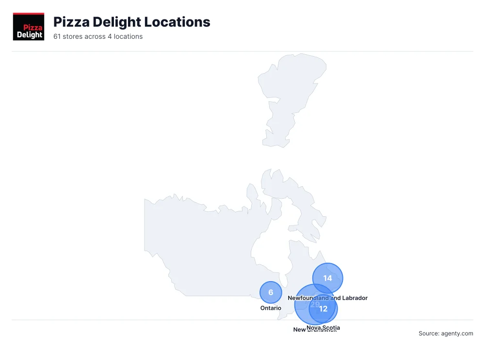 Pizza Delight Locations by State/Region