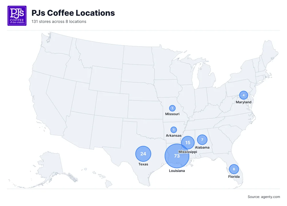 PJs Coffee Locations in the USA