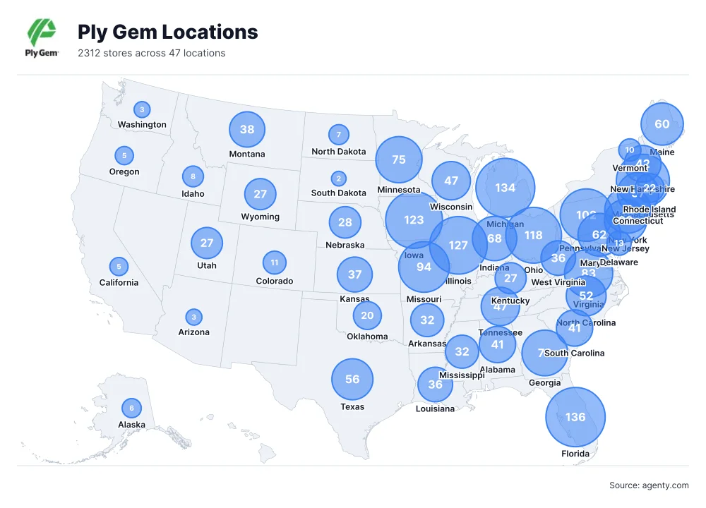 Ply Gem Locations by State/Region