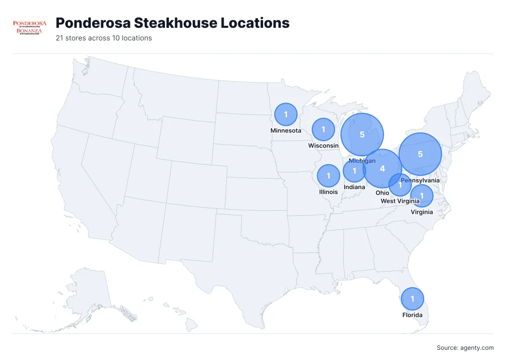 Ponderosa Steakhouse Locations by State