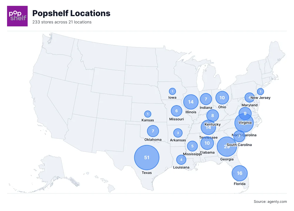 Popshelf Locations by State