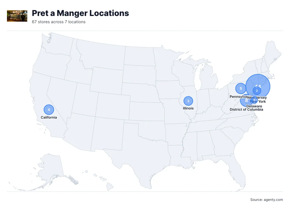 Pret a Manger Locations by State/Region