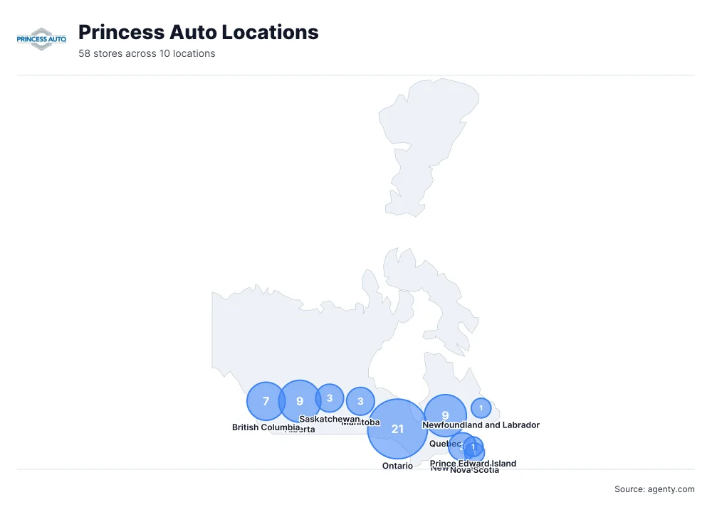 Princess Auto Locations by State/Region