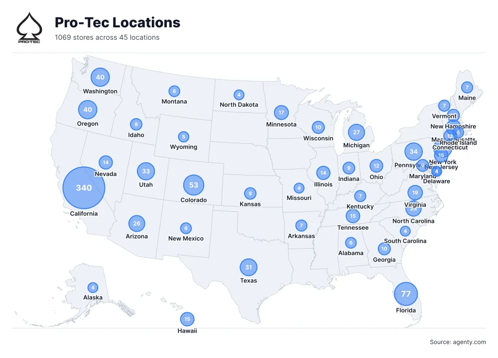 Pro-Tec Locations by State/Region
