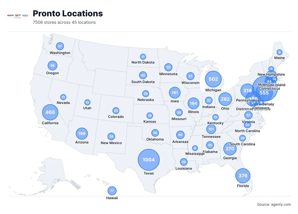 Pronto Locations by State/Region