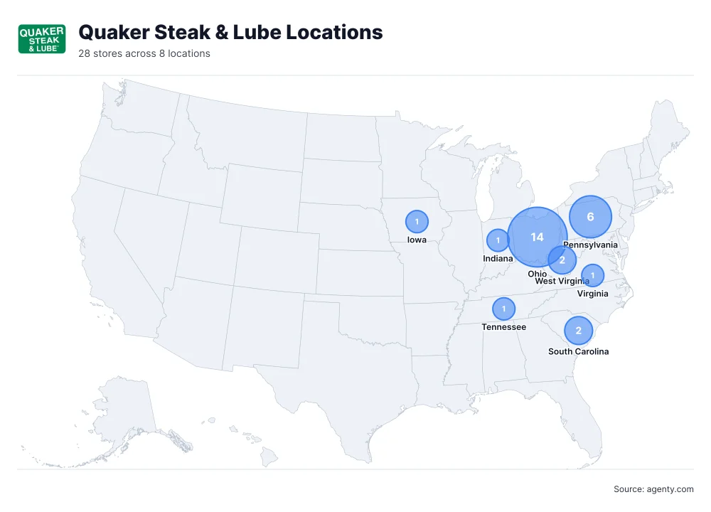 Quaker Steak & Lube Locations by State