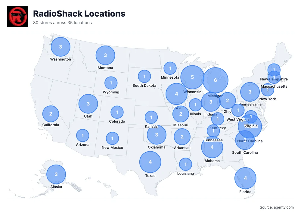 RadioShack Locations by State