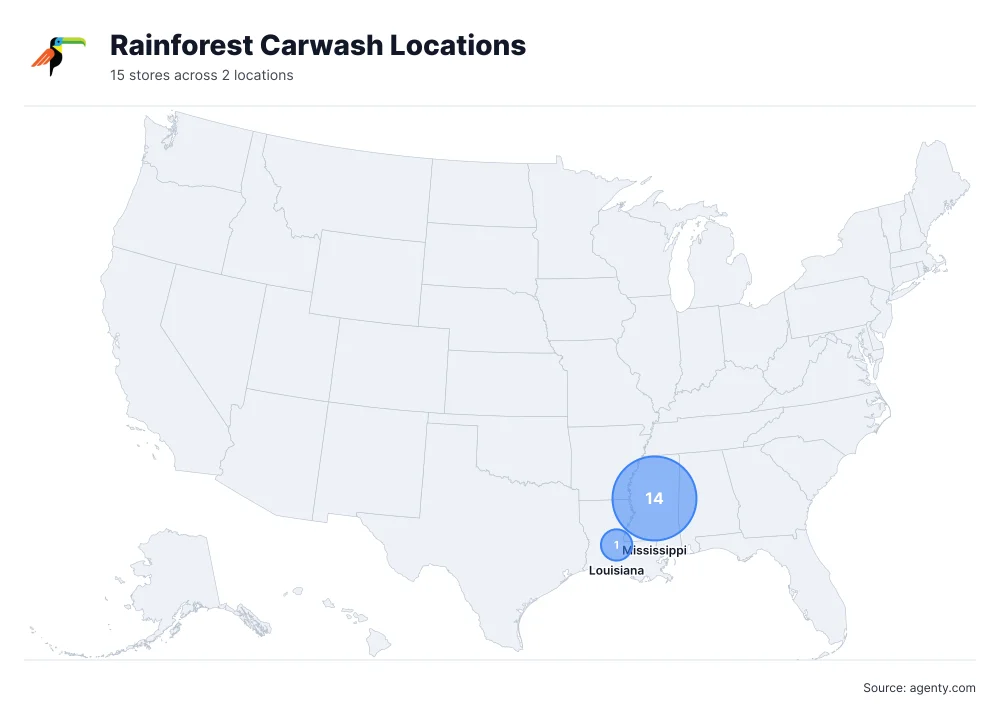 Rainforest Carwash Locations by State/Region