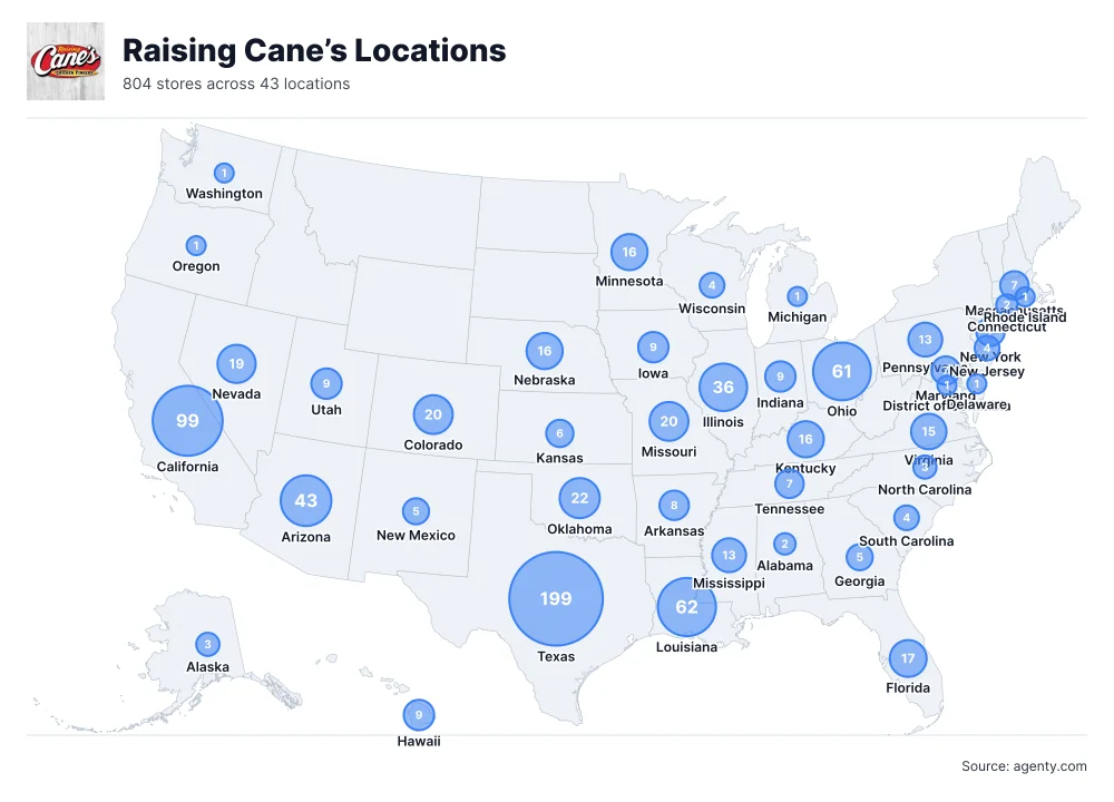 Raising Cane’s Locations by State