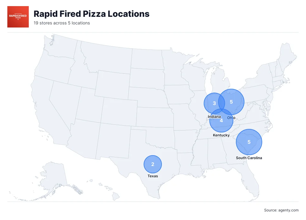 Rapid Fired Pizza Locations by State/Region