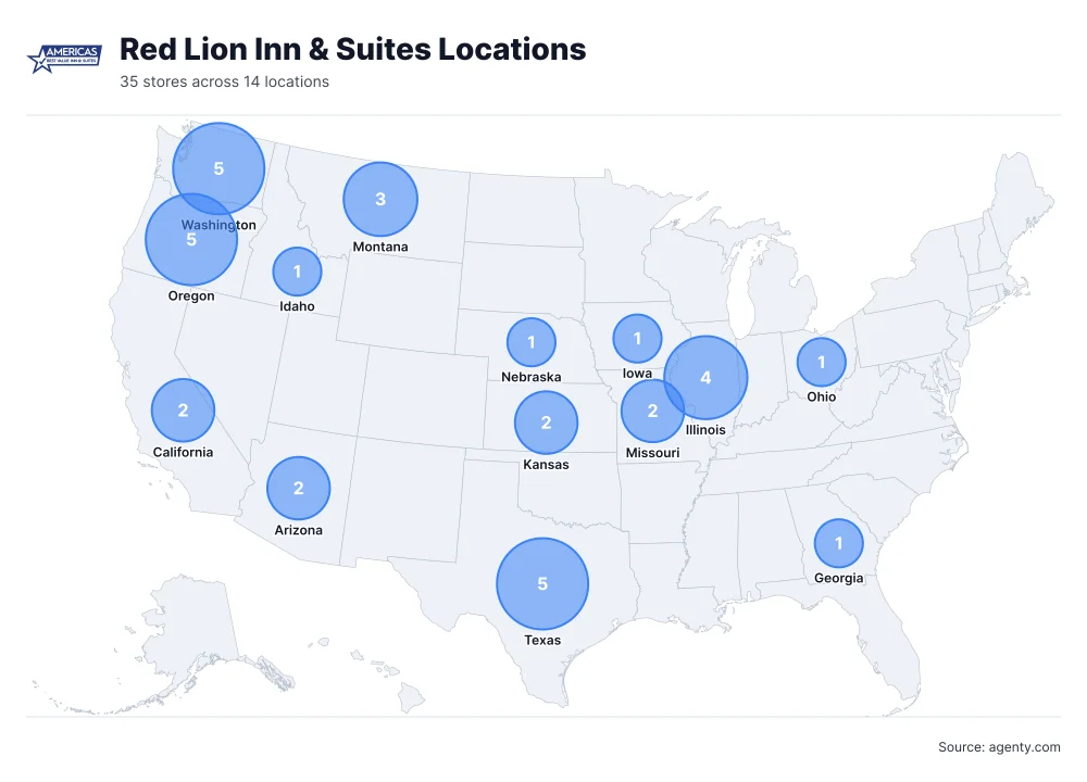 Red Lion Inn & Suites Locations by State/Region