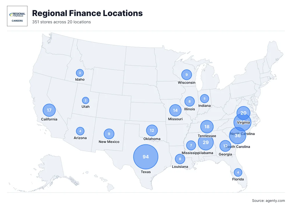 Regional Finance Locations by State/Region