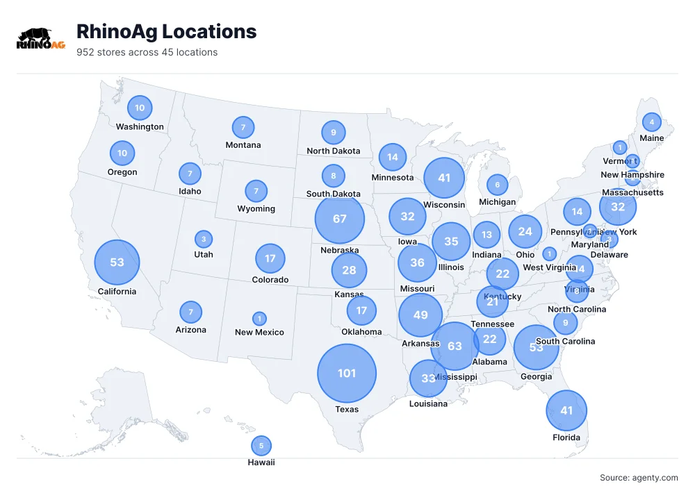 RhinoAg Locations by State/Region
