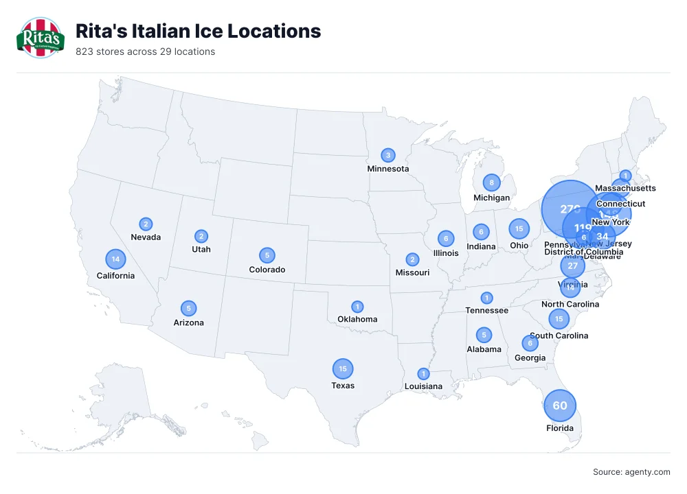 Rita's Italian Ice Locations by State