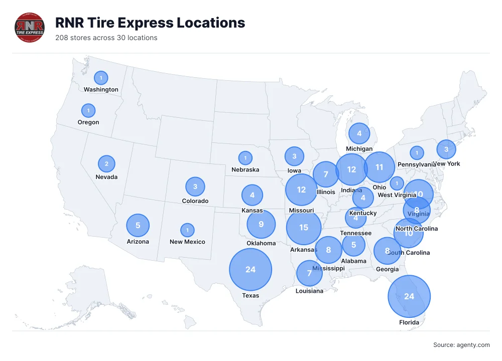 RNR Tire Express Locations by State