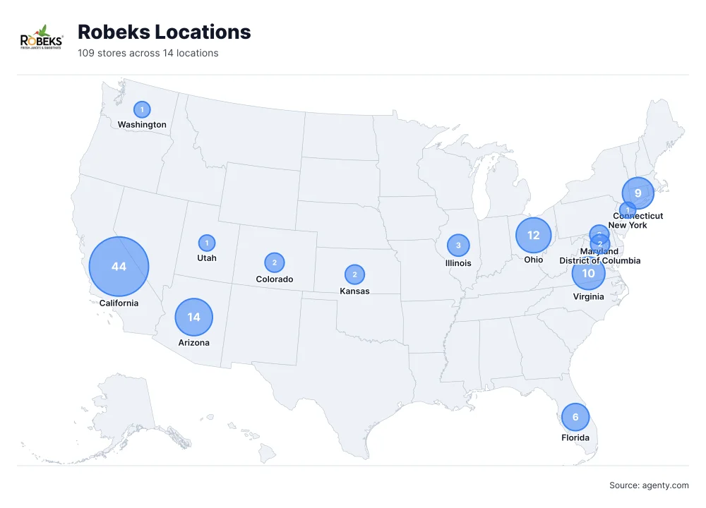 Robeks Locations by State