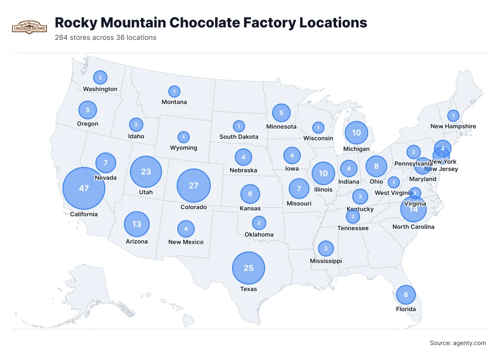 Rocky Mountain Chocolate Factory Locations by State