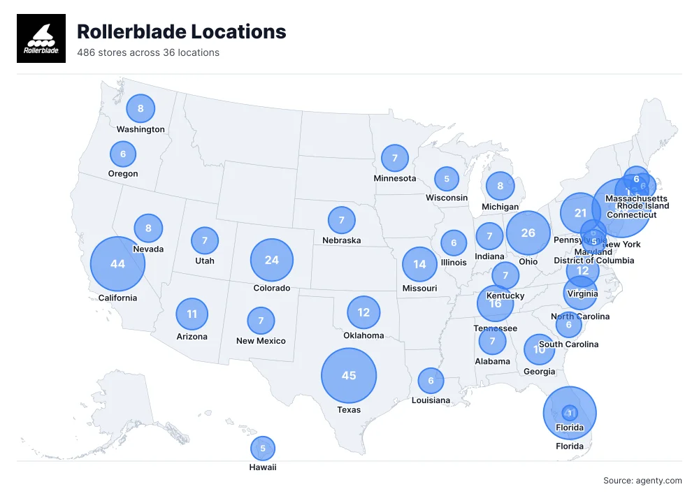 Rollerblade Locations by State