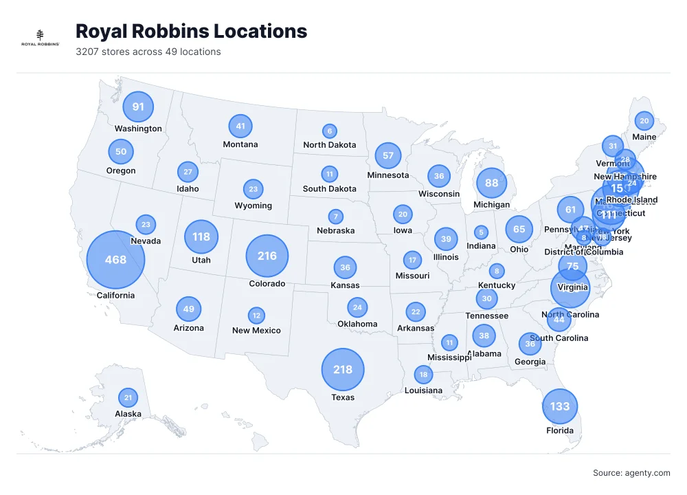 Royal Robbins Locations by State