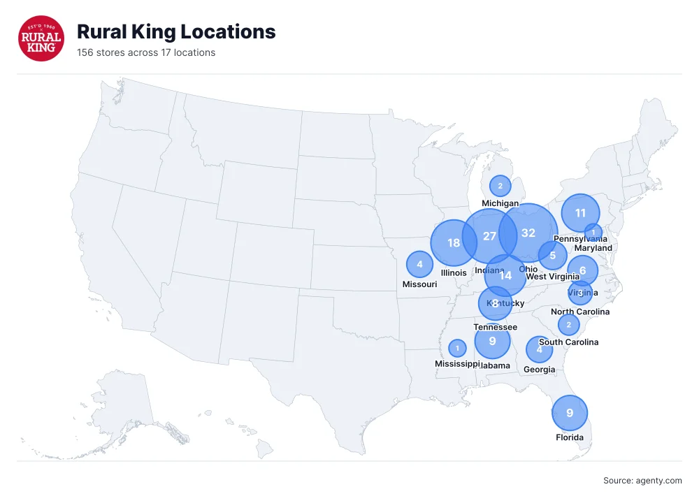 Rural King Locations by State/Region