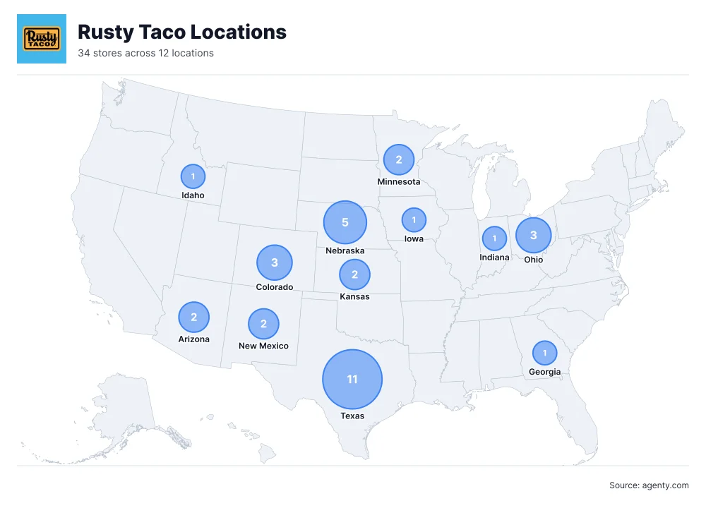 Rusty Taco Locations by State/Region