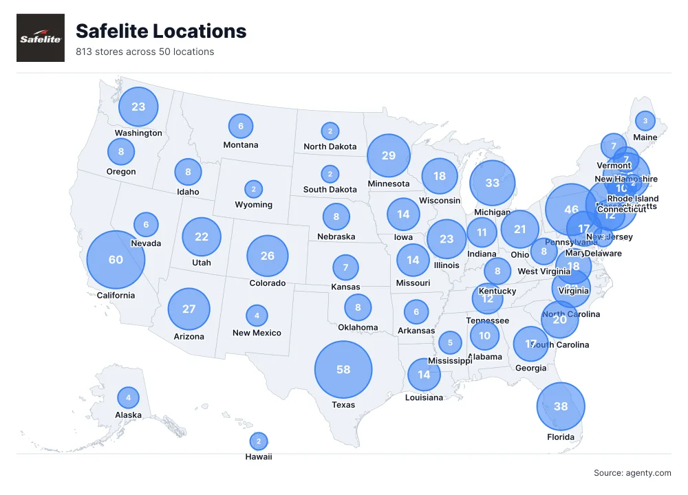Safelite Locations by State/Region