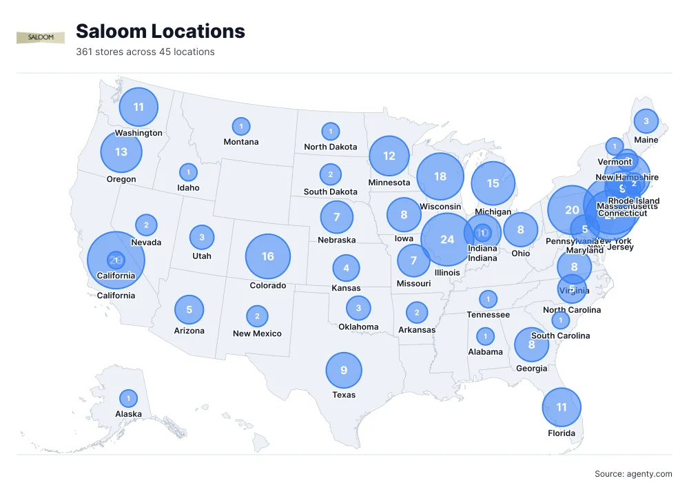 Saloom Locations by State/Region