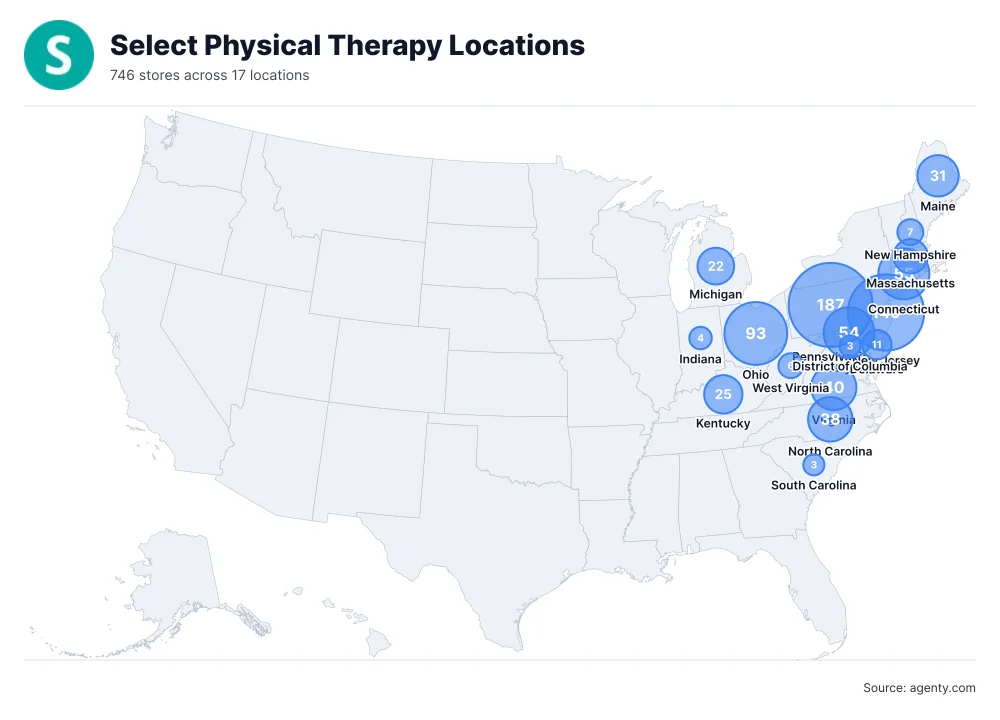 Select Physical Therapy Clinic Locations in the USA